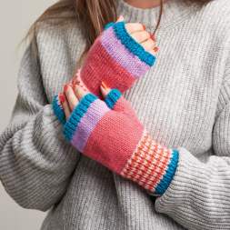 Striped Fingerless Mittens Knitting Pattern