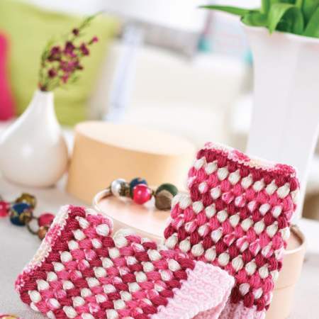 Puff Stitch Fingerless Mittens crochet Pattern
