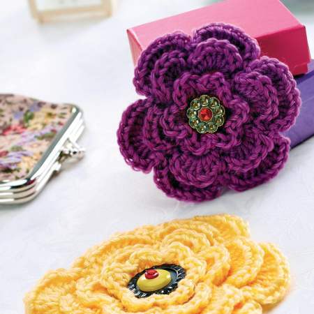 Layered Crochet Flower Brooch crochet Pattern