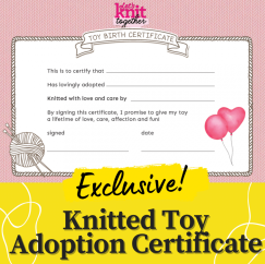 Knitted Toy Adoption Certificate Knitting Pattern