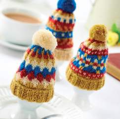 Traditional Tea and Egg Cosy Set With Pom-Poms! Knitting Pattern