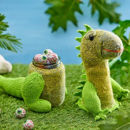 Dinosaur Storage Jar Halloween Knitting Pattern Knitting Pattern
