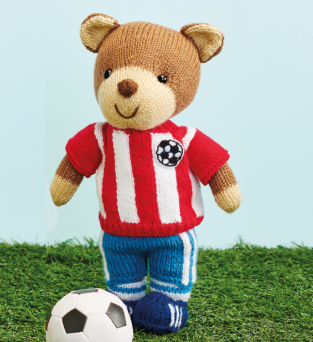 Football Teddy Bear | Red Stripe Top Outfit Knitting Pattern