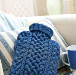 Cabled hot water bottle cover Knitting Pattern