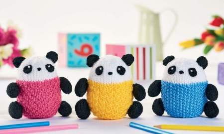 5 Quick Animal Toys: Hamster, Cat & Pandas Knitting Pattern
