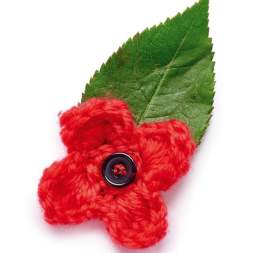 Two-Step Poppy Remembrance Day Crochet Corsage Brooch Badge Knitting Pattern