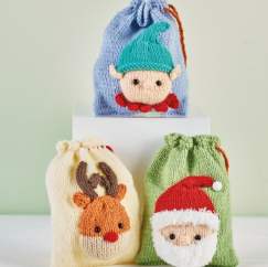 Christmas Character Gift Bags Knitting Pattern